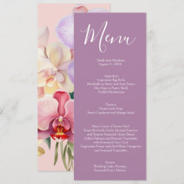 Elegante Pastel Regenboog Orchideeën Trouwmenu Menu