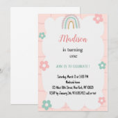 Elegante Pastel Regenboog Waterverf Verjaardag Kaart (Voorkant / Achterkant)