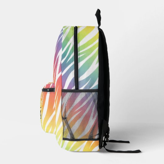 Elegante pastel regenboog zebra print Monogram toe Bedrukte Rugzak (Rechts)