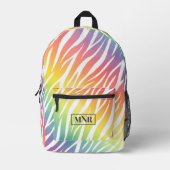 Elegante pastel regenboog zebra print Monogram toe Bedrukte Rugzak (Voorkant)