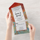 Elegante Pastel Rode Blauwe Abstract Artistieke Tr All In One Uitnodiging (Afscheurbaar)