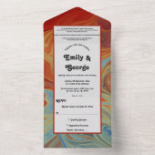 Elegante Pastel Rode Blauwe Abstract Artistieke Tr All In One Uitnodiging (Binnen)