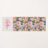 Elegante pastel roze Abstracte bloemnaam Monogram Yogamat (Voorkant (horizontaal))