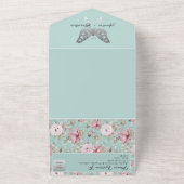 Elegante Pastel Roze Blauw Bloemen Huwelijk All In One Uitnodiging (Buitenkant)