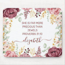 Elegante pastel roze bloem schriftnaam muismat