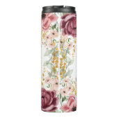 Elegante pastel roze bloem schriftnaam thermosbeker (Achterkant)