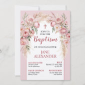 Elegante Pastel Roze Bloemendoop Kaart (Voorkant)