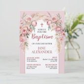 Elegante Pastel Roze Bloemendoop Kaart (Staand voorkant)