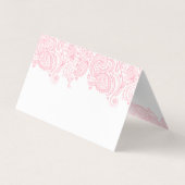 Elegante pastel roze bloemige paisley kant visitekaartje (Achterkant)