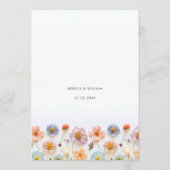 Elegante Pastel Roze Boheemse Wildflower bruiloft Menu (Achterkant)