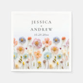 Elegante Pastel Roze Boheemse Wildflower bruiloft Servet (Voorkant)