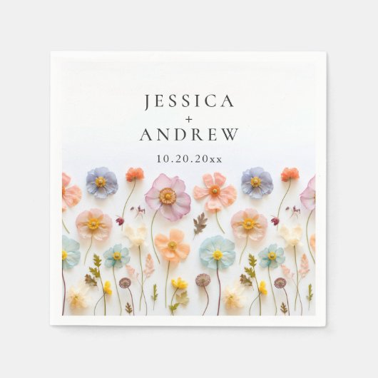Elegante Pastel Roze Boheemse Wildflower bruiloft Servet (Voorkant)