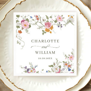 Elegante Pastel Roze Boheemse Wildflower bruiloft Servet