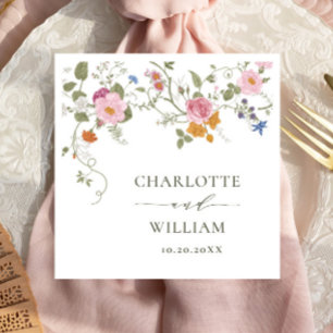 Elegante Pastel Roze Boheemse Wildflower bruiloft Servet