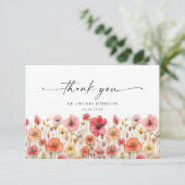 Elegante Pastel Roze Bohemian Field Wildflower Bedankkaart (Staand voorkant)