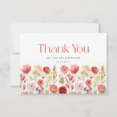 Elegante Pastel Roze Bohemian Field Wildflower Bedankkaart (Voorkant)