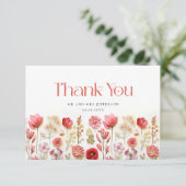 Elegante Pastel Roze Bohemian Field Wildflower Bedankkaart (Staand voorkant)