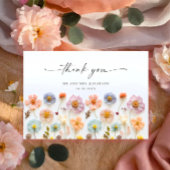 Elegante Pastel Roze Bohemian Field Wildflower Bedankkaart