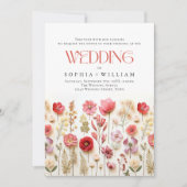 Elegante pastel roze boho wilde bloemen bruiloft kaart (Voorkant)