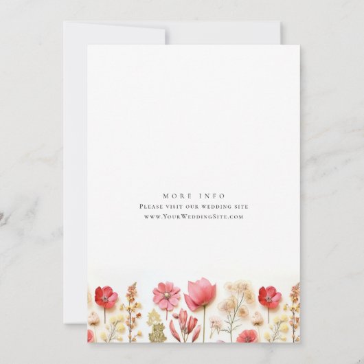 Elegante pastel roze boho wilde bloemen bruiloft kaart (Achterkant)