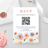 Elegante pastel roze boho wilde bloemen bruiloft RSVP kaartje