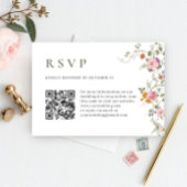 Elegante Pastel Roze Boho Wilde Bloemen Wedding RS RSVP Kaartje