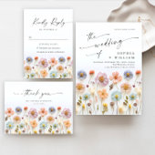 Elegante Pastel Roze Boho Wildflower Bedankt Briefkaart
