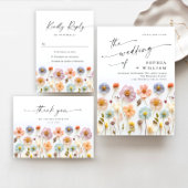 Elegante Pastel Roze Boho Wildflower bruiloft Menu