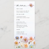 Elegante Pastel Roze Boho Wildflower bruiloft Menu (Voorkant)
