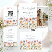 Elegante Pastel Roze Boho Wildflower bruiloft Wandkleed