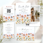 Elegante Pastel Roze Boho Wildflower bruiloft Wandkleed