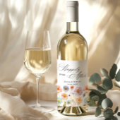 Elegante Pastel Roze Boho Wildflower bruiloft Wijn Etiket