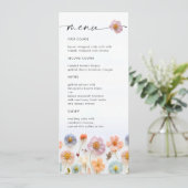 Elegante Pastel Roze Boho Wildflower Wedding Menu Kaart (Staand voorkant)