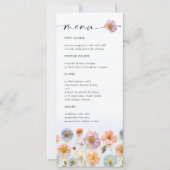 Elegante Pastel Roze Boho Wildflower Wedding Menu Kaart (Voorkant)