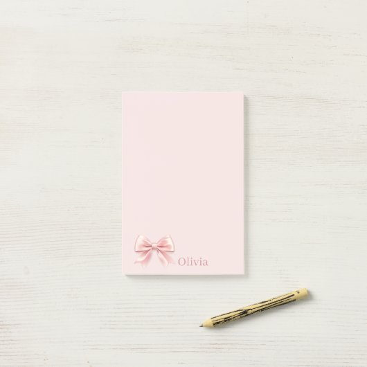 Elegante Pastel Roze Boog & Naam Gepersonaliseerd Post-it® Notes (Op bureau)