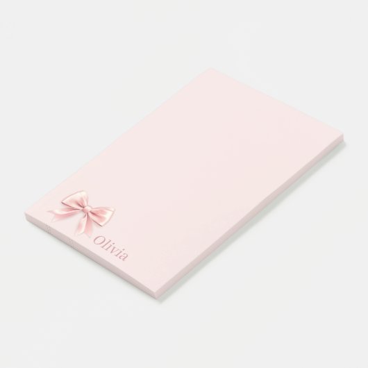 Elegante Pastel Roze Boog & Naam Gepersonaliseerd Post-it® Notes (Schuin)