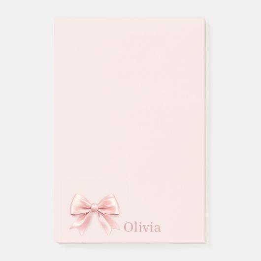 Elegante Pastel Roze Boog & Naam Gepersonaliseerd Post-it® Notes (Voorkant)