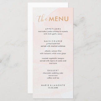Elegante pastel roze bruiloft menu