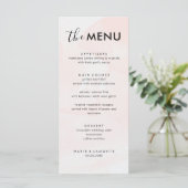 Elegante pastel roze bruiloft menu (Staand voorkant)