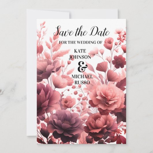 Elegante pastel roze bruiloft Save the date Kaart (Voorkant)