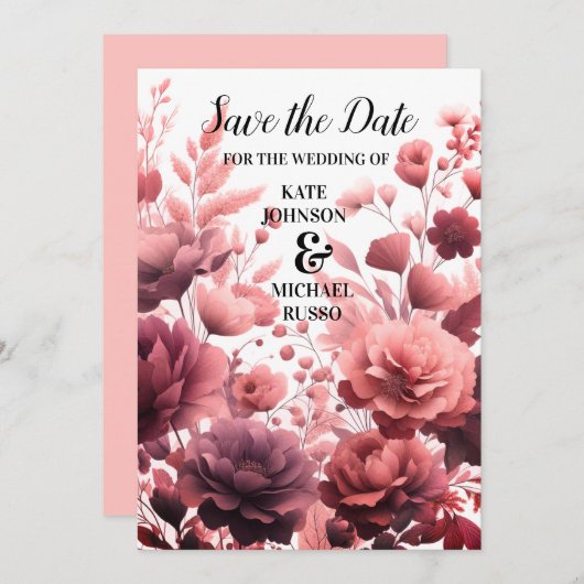 Elegante pastel roze bruiloft Save the date Kaart (Voorkant / Achterkant)