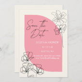 Elegante pastel roze en crème bruiloft save the date (Voorkant / Achterkant)