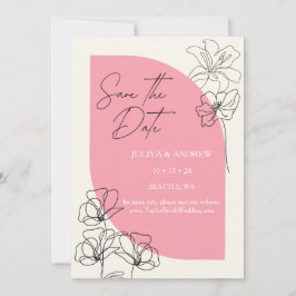 Elegante pastel roze en crème bruiloft save the date