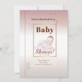Elegante pastel roze en gouden Baby shower uitnodi Kaart (Voorkant)