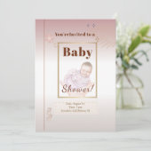 Elegante pastel roze en gouden Baby shower uitnodi Kaart (Staand voorkant)