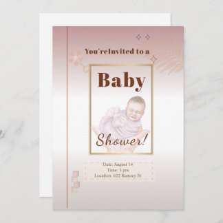 Elegante pastel roze en gouden Baby shower uitnodi Kaart