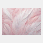Elegante pastel roze en witte veren textuur inpakpapier vel (Voorkant 3)