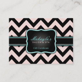Elegante Pastel Roze en Zwarte Chevron Gift Kortingskaartje