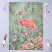 Elegante Pastel Roze Flamingo & Rozen Decoupage Tissuepapier (Craft)