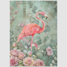 Elegante Pastel Roze Flamingo & Rozen Decoupage